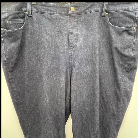 Soft surroundings high rise blue stretch jean with straight leg. 2X - Picture 4 of 6